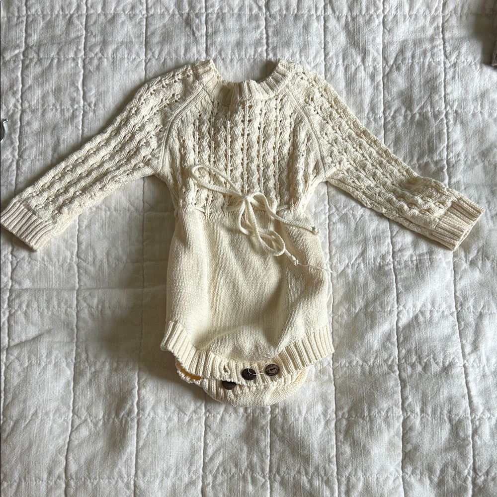 Cream Cable Knit Baby Romper